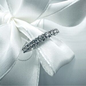 .50 TCW Natural Diamond Half Eternity 18K White Gold Ring Size 6.5 with Box